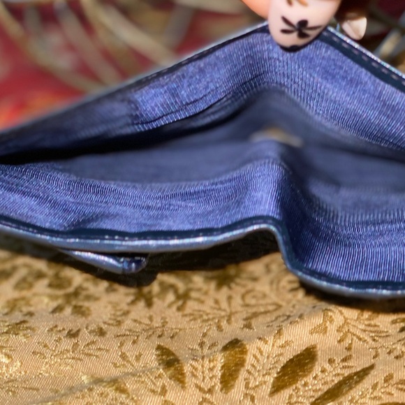 💯AUTHENTIC CELINE TRIOMPHE NAVY BLUE CALF SKIN LEATHER LONG BI-FOLD WALLET - Picture 6 of 15